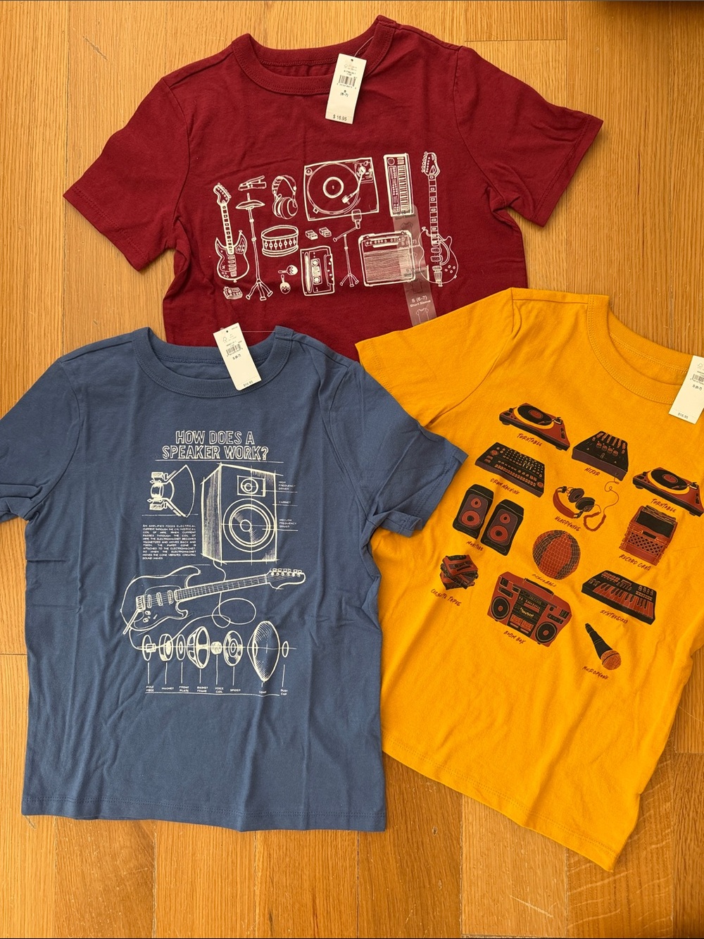3 x NEW Gap Kids music graphic tees, size 6-7